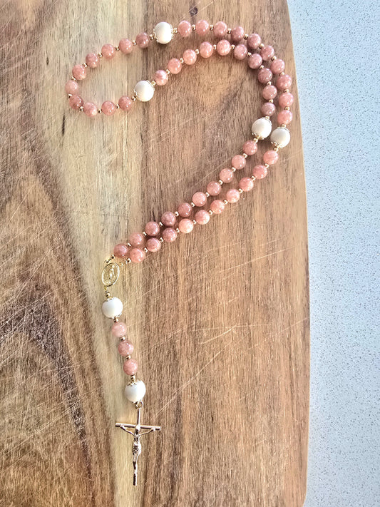 Pink Rose Large Rosary